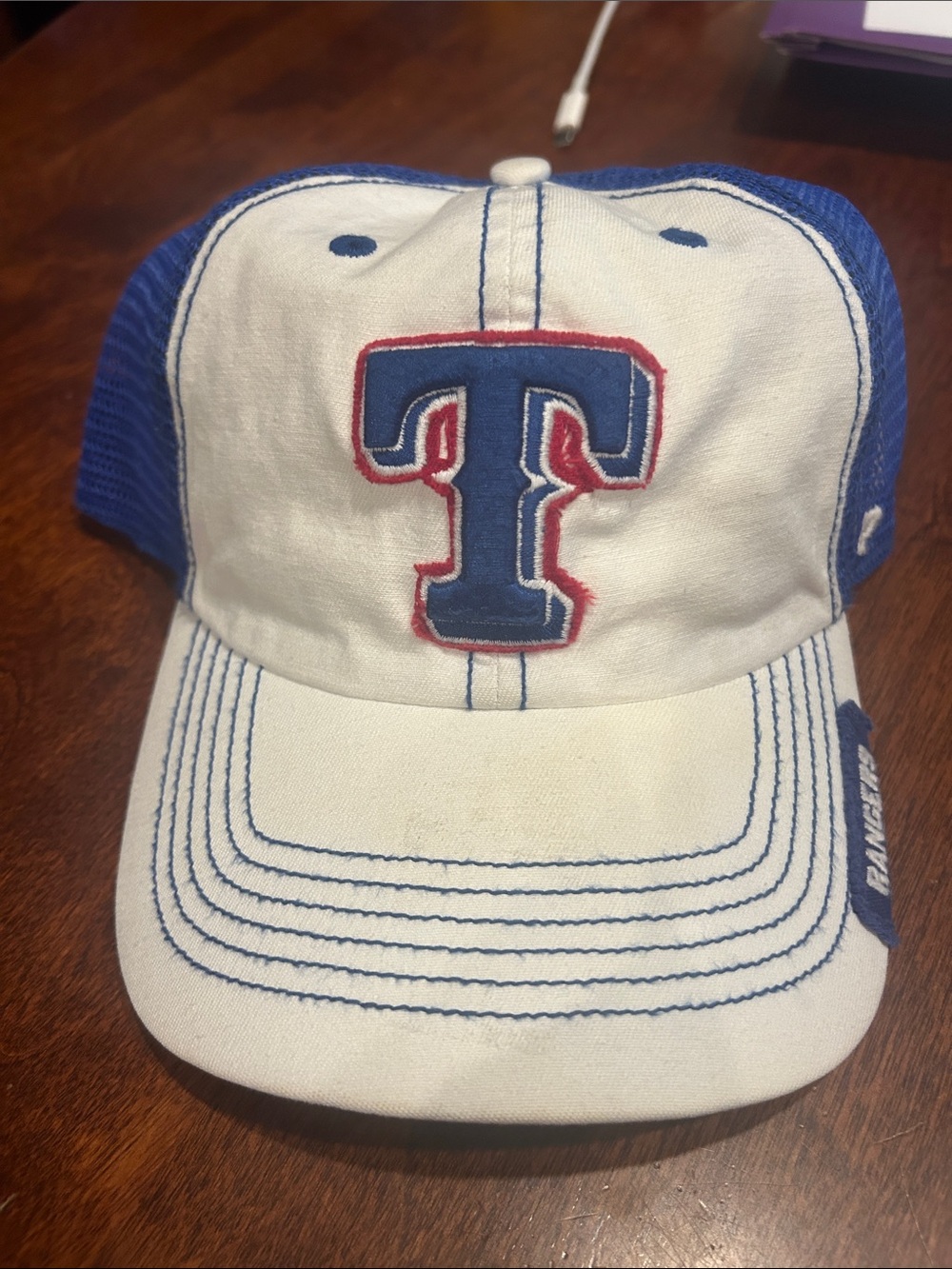 Texas Rangers ‘47 Brand White Blue SnapBack Trucker Cap O/S